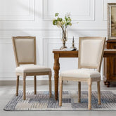 Bellemave® French Style Solid Wood Frame Linen Fabric Square Back Dining Chair,Set of 2 - Bellemave